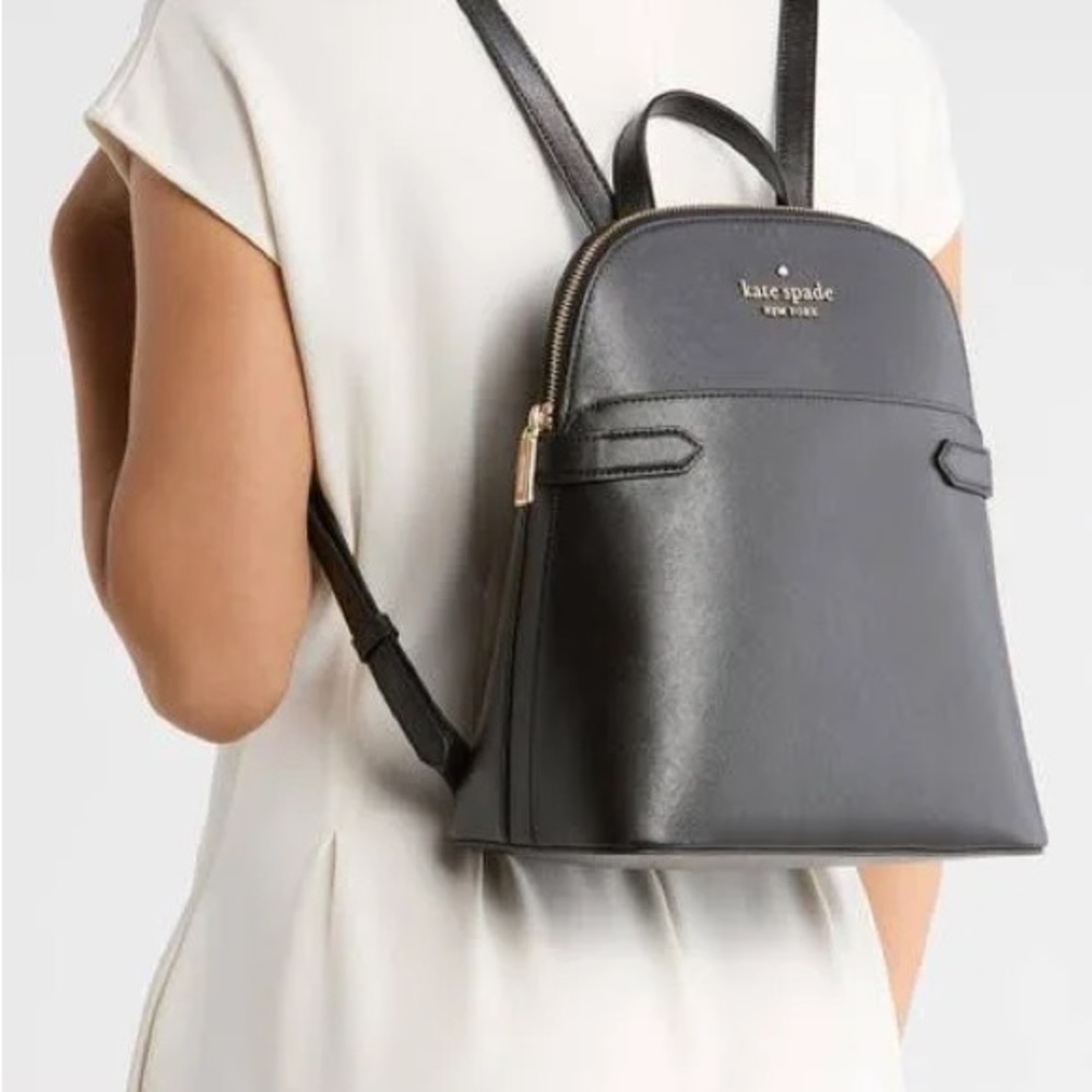 Kate Spade Staci Dome Backpack; Saffiano Leather;Black Leather Backpack;Like New - Picture 4 of 13